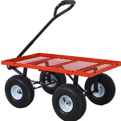 Steel Garden Cart, Steel Mesh Removable Sides, 3 Cu Ft, 550 Lb Capacity, Red - Outdoor Chilling