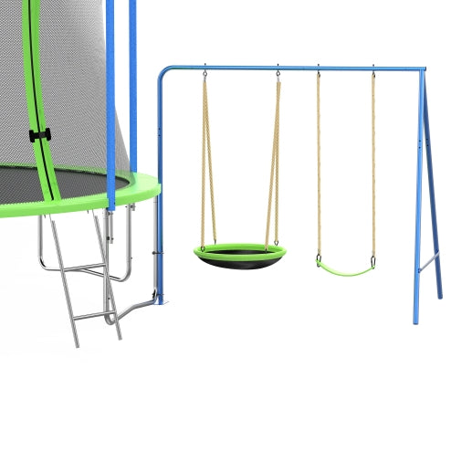 12FT Trampoline With Slide And Swings, ASTM Approved Large Recreational Trampoline With Basketball Hoop And Ladder, Outdoor Backyard Trampoline With Net, Capacity For Kids And Adults