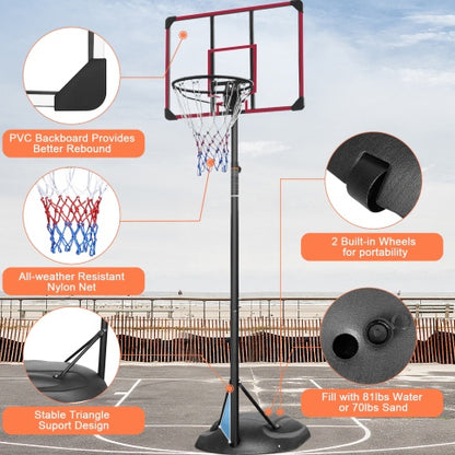 Portable Basketball Hoop System Stand Height Adjustable 7.5ft - 9.2ft With 32 Inch Backboard And Wheels For Youth Adults Indoor Outdoor Basketball Goal