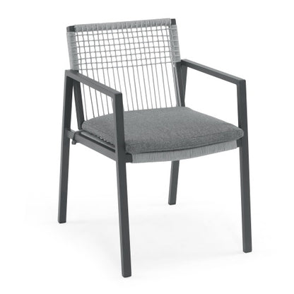 Outdoor Dining Chair Set Of 2, Aluminum  Rope , Outdoor Armchair Seating For Patio Backyard Poolside Balcony, Cushion Included