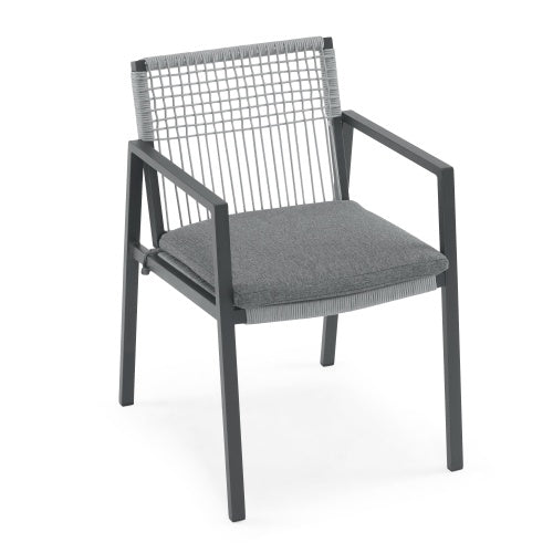 Outdoor Dining Chair Set Of 2, Aluminum  Rope , Outdoor Armchair Seating For Patio Backyard Poolside Balcony, Cushion Included