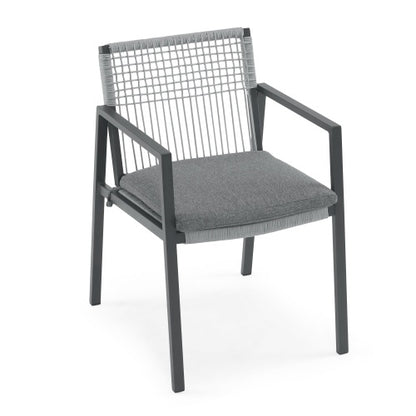 Outdoor Dining Chair Set Of 2, Aluminum  Rope , Outdoor Armchair Seating For Patio Backyard Poolside Balcony, Cushion Included