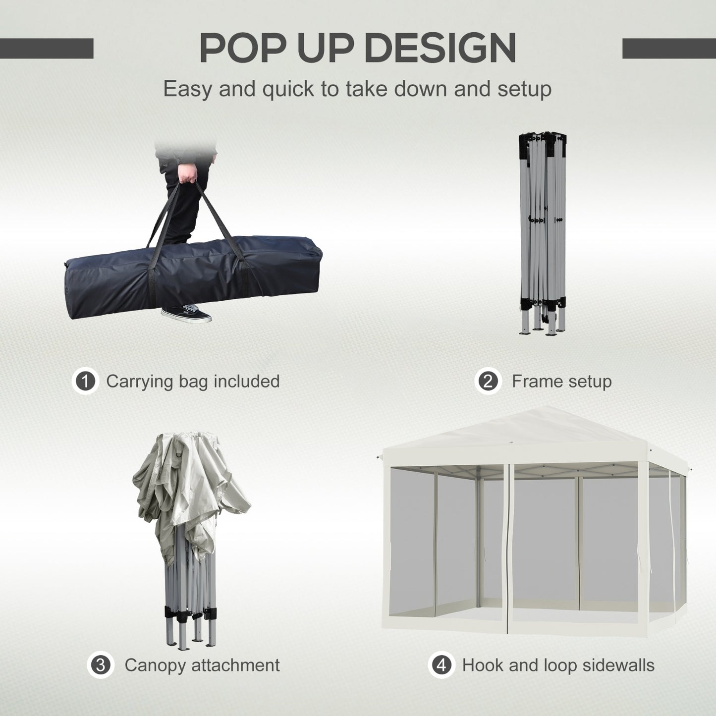Outsunny 10' X 10' Pop Up Canopy Tent With Netting, Instant Gazebo, Ez Up Screen House Room With Car