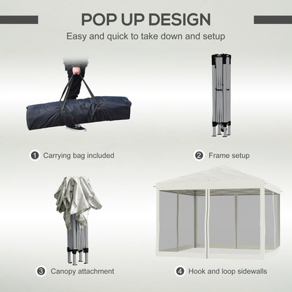 Outsunny 10' X 10' Pop Up Canopy Tent With Netting, Instant Gazebo, Ez Up Screen House Room With Car