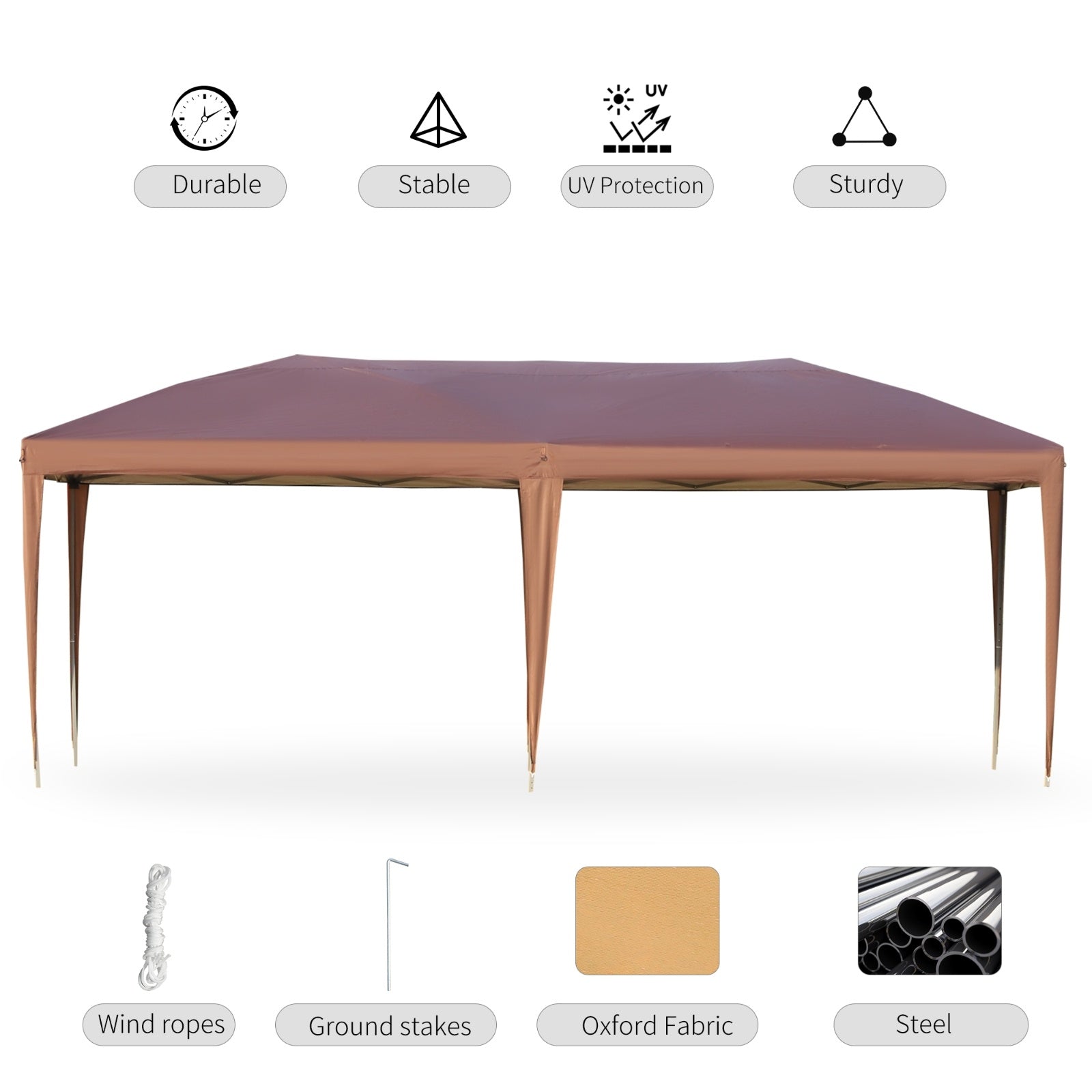 Outsunny 10' X 19.2' Pop Up Canopy Tent, Heavy Duty Tents For Parties, Outdoor Instant Gazebo Sun Shade