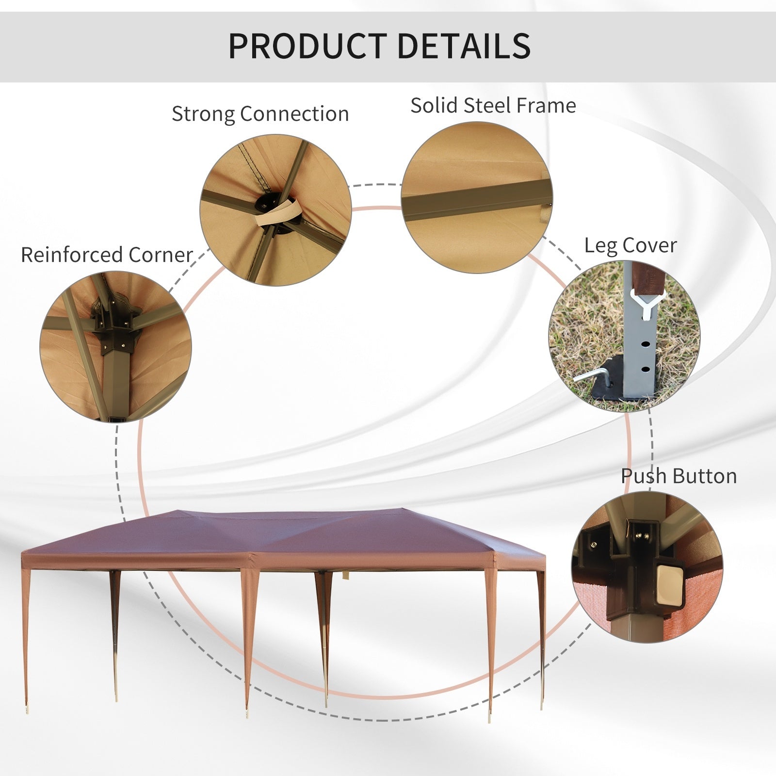 Outsunny 10' X 19.2' Pop Up Canopy Tent, Heavy Duty Tents For Parties, Outdoor Instant Gazebo Sun Shade