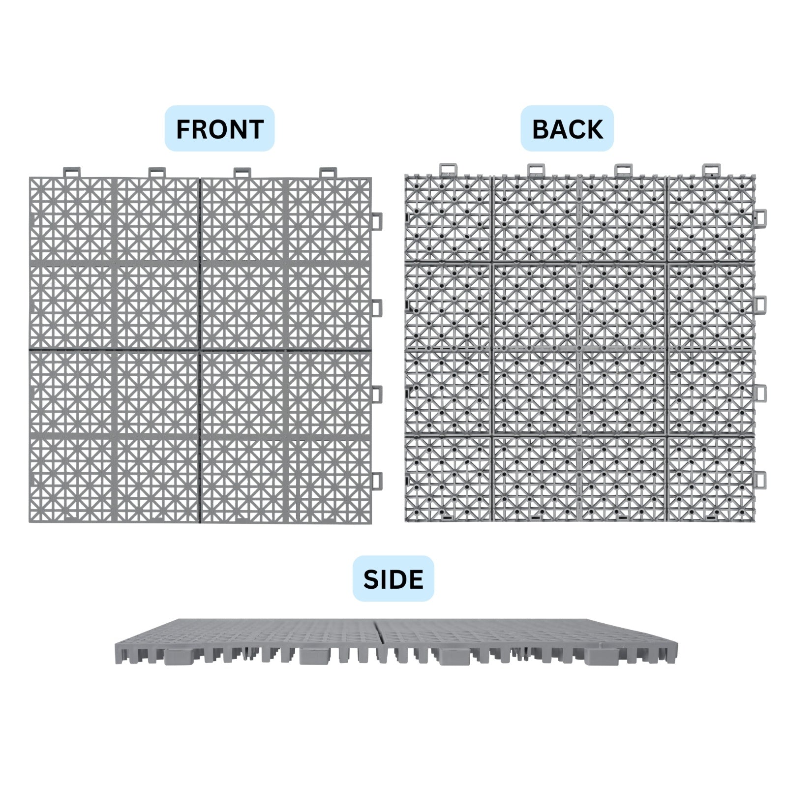 12 X 12 Inch Gray Interlocking Deck Tiles Plastic Waterproof Outdoor All Weather Anti-slip Bathroom