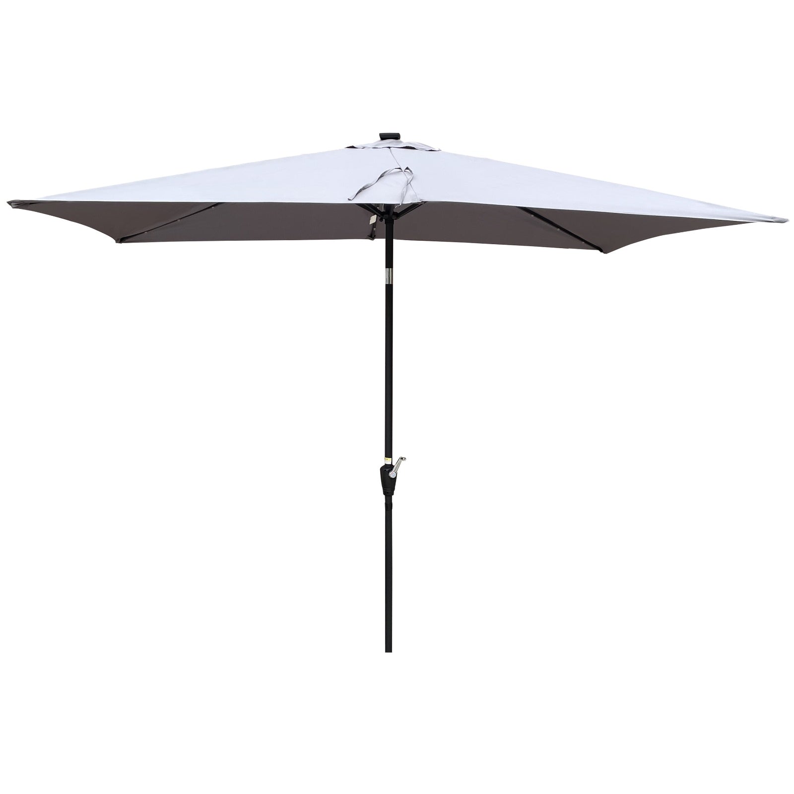 10x6.5ft Rectangular Solar LED Patio Umbrellas With Crank & Push Button Tilt