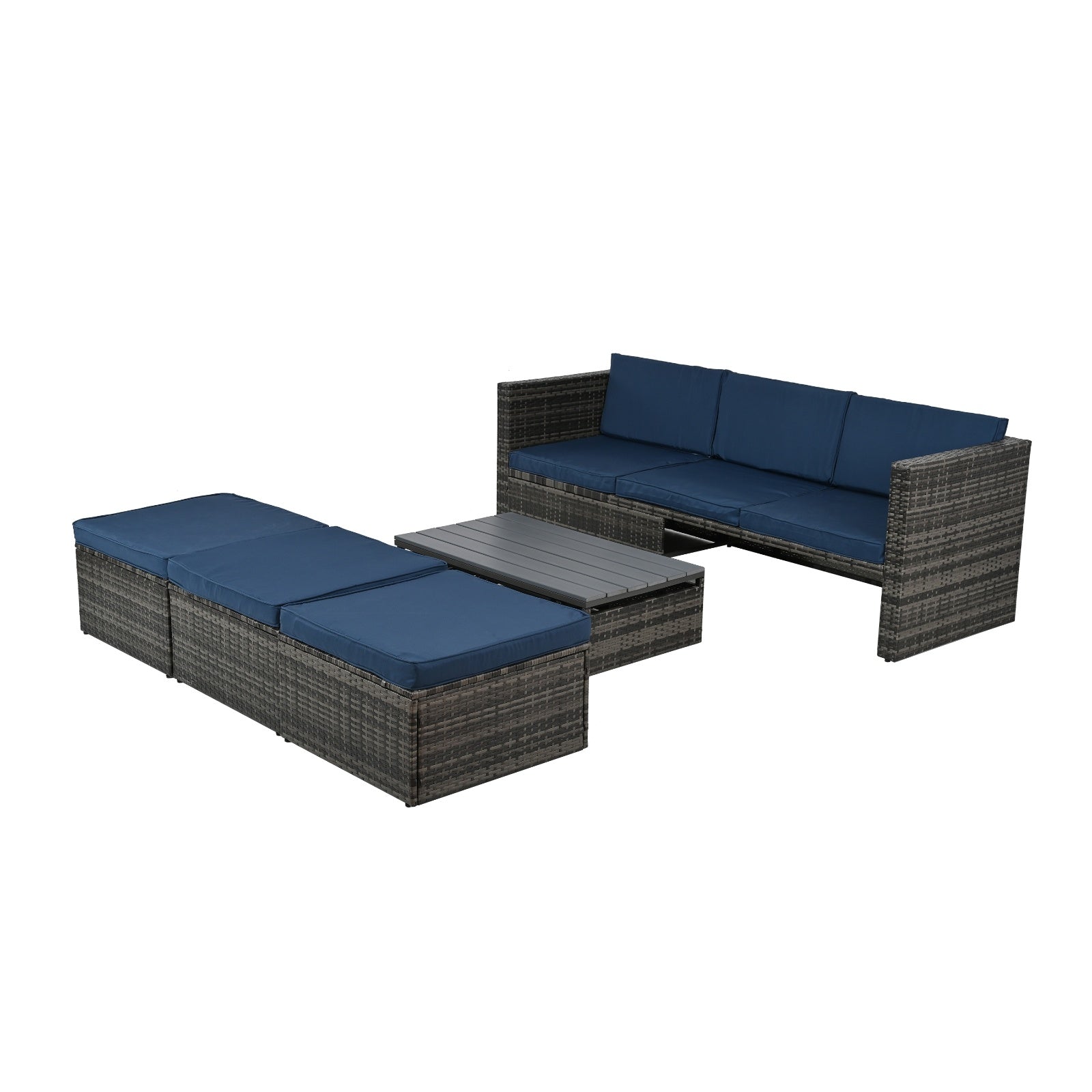 Patio Furniture, Outdoor Furniture, Seasonal PE Wicker Furniture,5 Set Wicker Furniture With Plywood - Outdoor Chilling