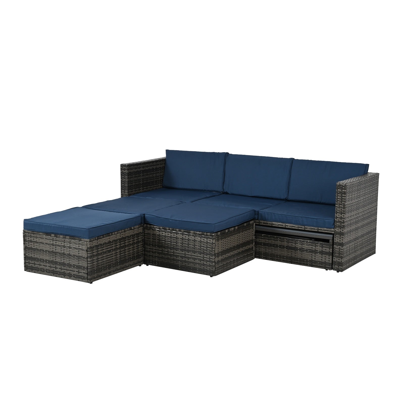 Patio Furniture, Outdoor Furniture, Seasonal PE Wicker Furniture,5 Set Wicker Furniture With Plywood - Outdoor Chilling