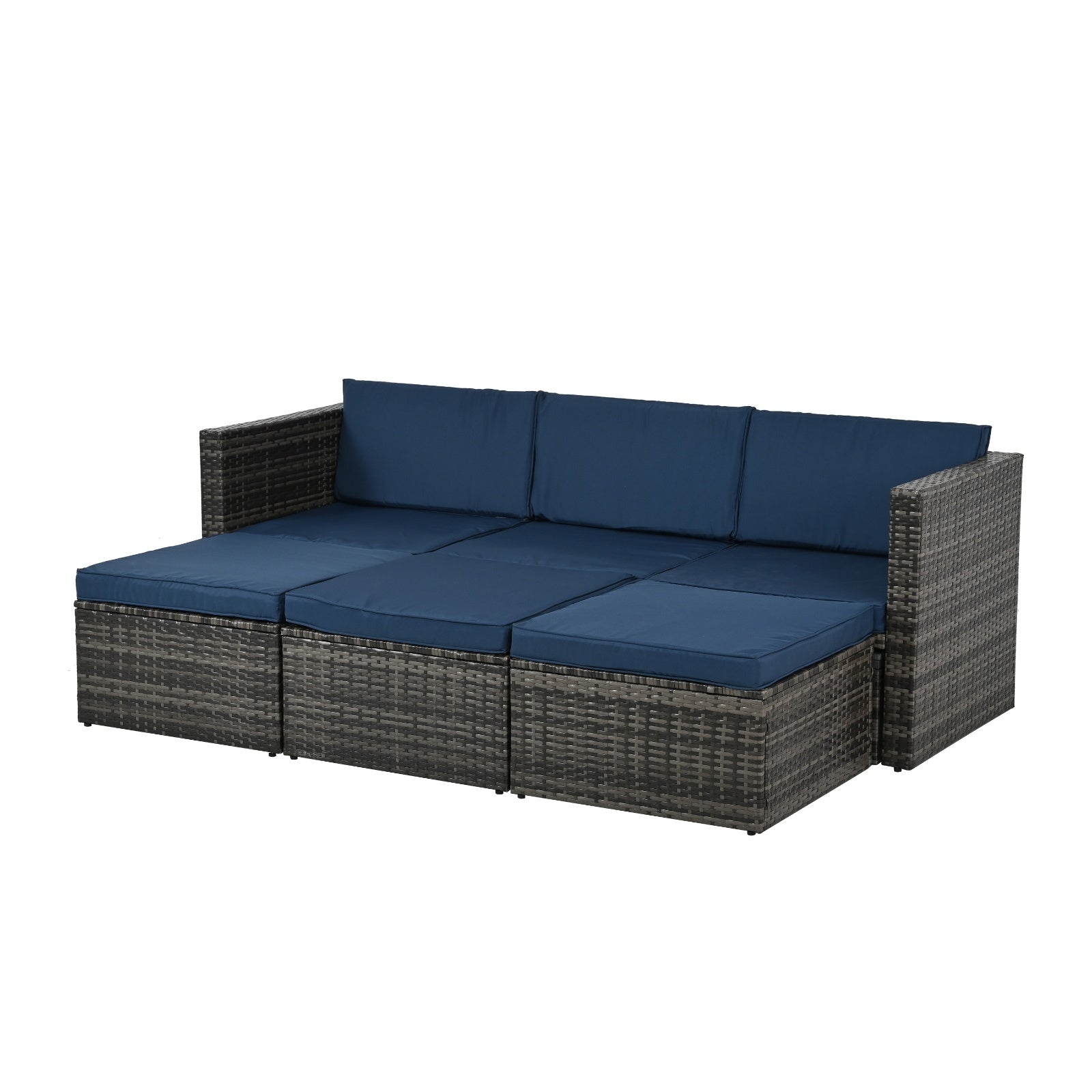 Patio Furniture, Outdoor Furniture, Seasonal PE Wicker Furniture,5 Set Wicker Furniture With Plywood - Outdoor Chilling
