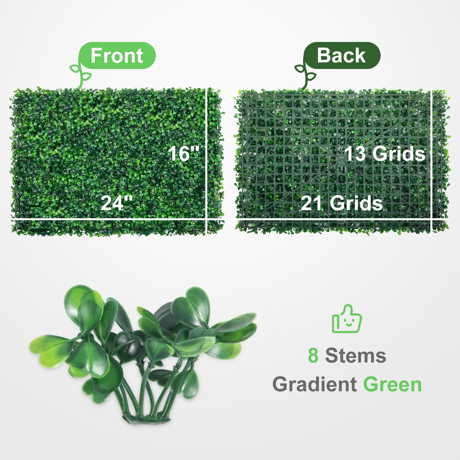 VEVOR 12PCS Grass Wall Panels For 32 SQ Feet, Boxwood Hedge Wall Panels, Artificial Grass Wall, Privacy Hedge Screen UV Protected For Outdoor Indoor Garden Fence Backyard