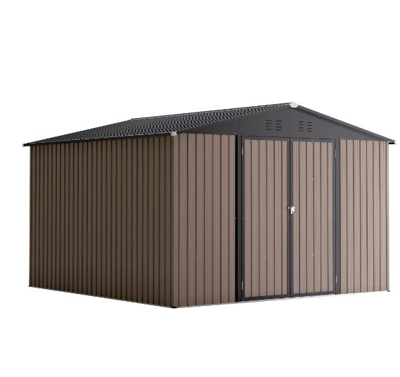 10' x 10' Steel Garden Shed With Double Lockable Door