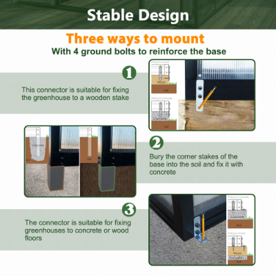8 X 12'Outdoor Greenhouse, Heavy Duty Polycarbonate Greenhouse, Large Walk-in Greenhouse With Double Doors And Two Ventilation Windows, Aluminum Greenhouse For Outdoor Greenhouse Garden Backyard