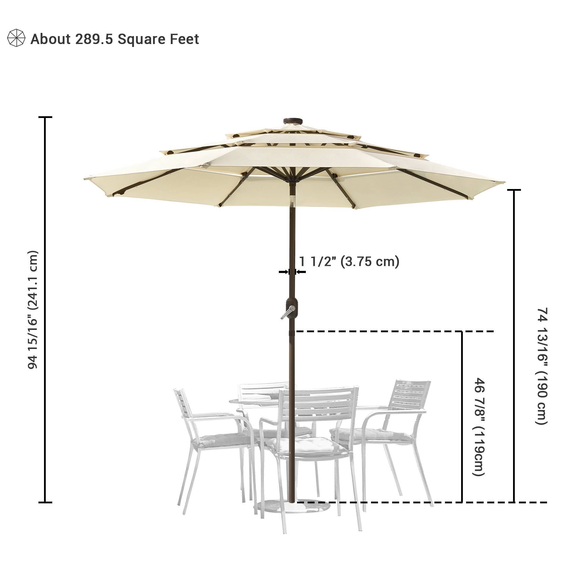 9Ft 3-Tiers 24LEDS Patio Umbrella - Outdoor Chilling