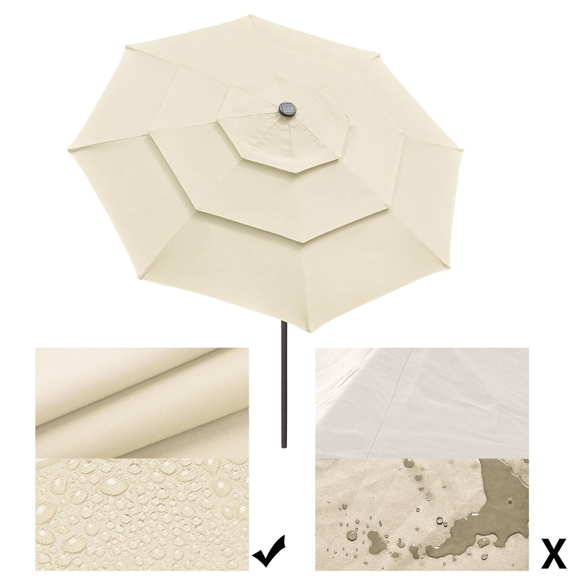 9Ft 3-Tiers 24LEDS Patio Umbrella - Outdoor Chilling