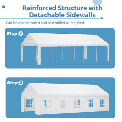 20x20FT Party Tent Heavy Duty, Large Wedding Event Shelters With 2 Storage Bags & Removable Sidewalls, Outdoor Canopy Gazebo Commercial Tents For Parties Carport Camping Garden Patio