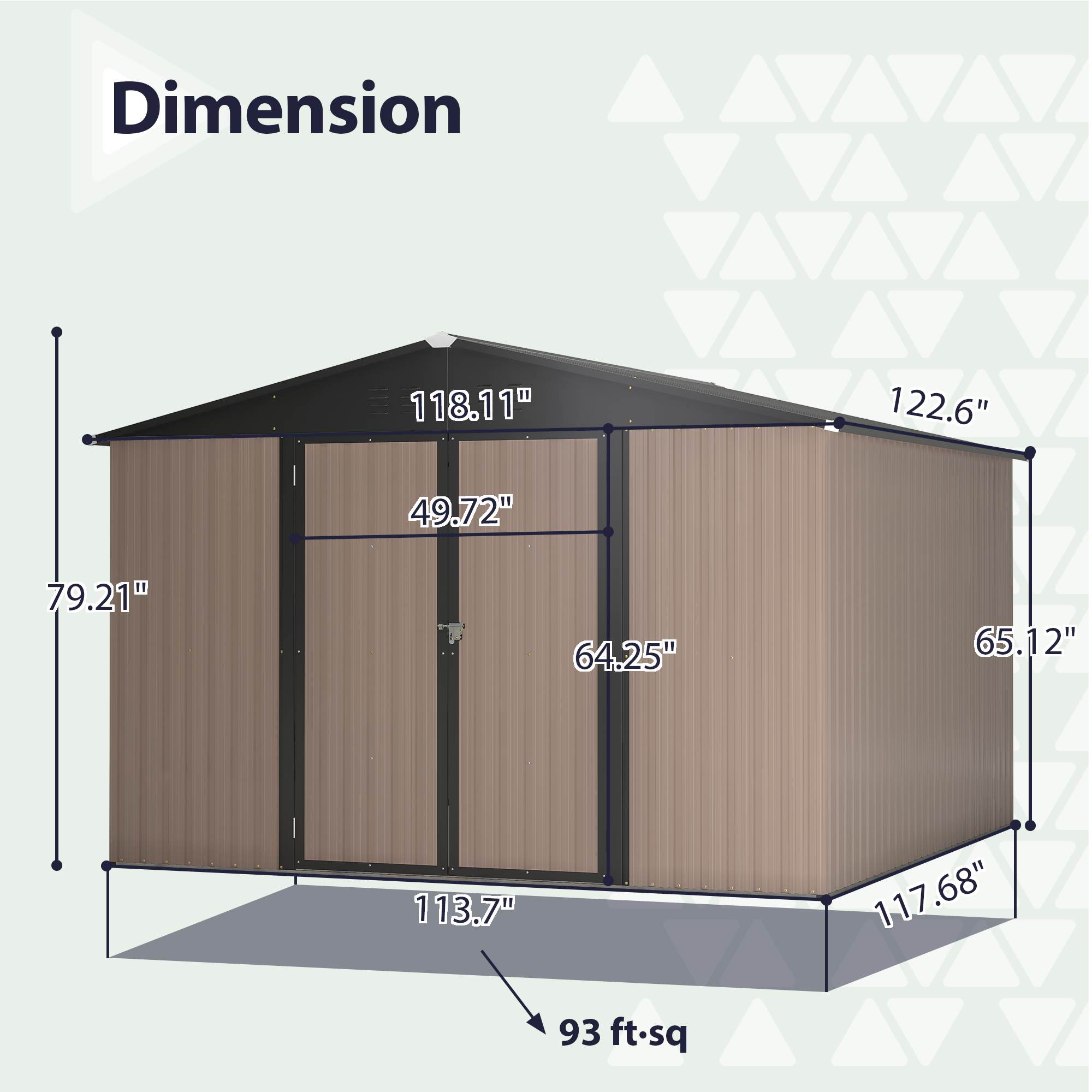 10 X 10 Ft Metal Storage Shed For Outdoor, Steel Yard Shed With Design Of Lockable Doors, Utility And Tool Storage For Garden, Backyard, Patio, Outside Use Brown