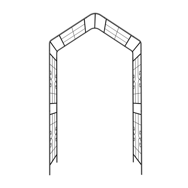 Metal Garden Arch, 56.3 Inches Long X 16.93 Inches Wide X 94.5 Inches High, Climbing Plant Support, Rose Arch, Outdoor Black, Fenced Platform.