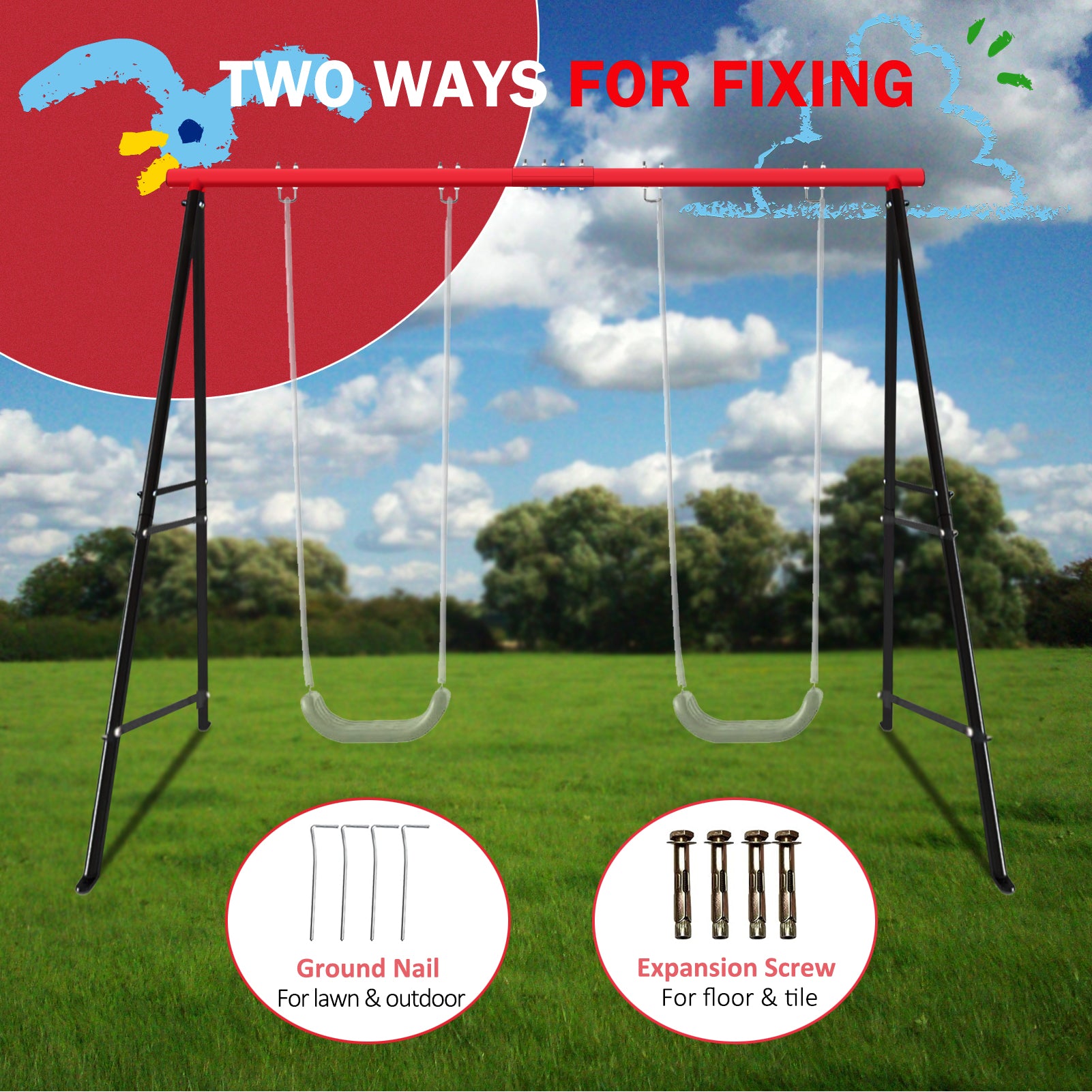 Swing Stand, For Children And Adults, 500 Lbs Heavy-duty Metal A-frame Backyard Swing, For Indoor And Outdoor Use, Red, Stand Only TEMU Can Only Be Lifted By Oneself