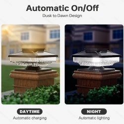 4 Pack Outdoor Solar Post Cap Lights, Cold White IP65 Waterproof For 4x4 5x5 6x6 Wooden Posts In Garden Decor
