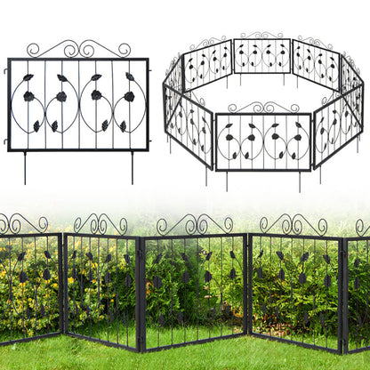 Decorative Garden Fence With 8 Panels Animal Barrier