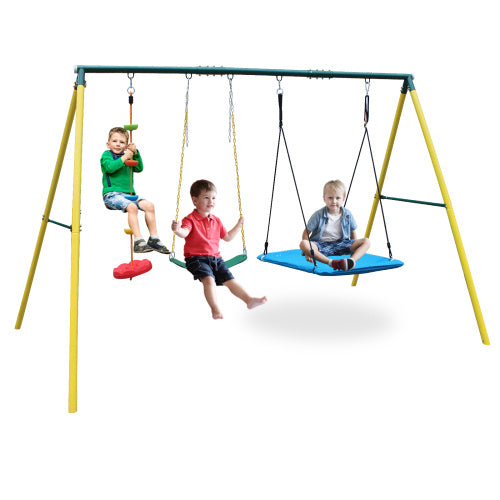 Indoor Outdoor Metal Swing Set With Safety Belt For - Outdoor Chilling