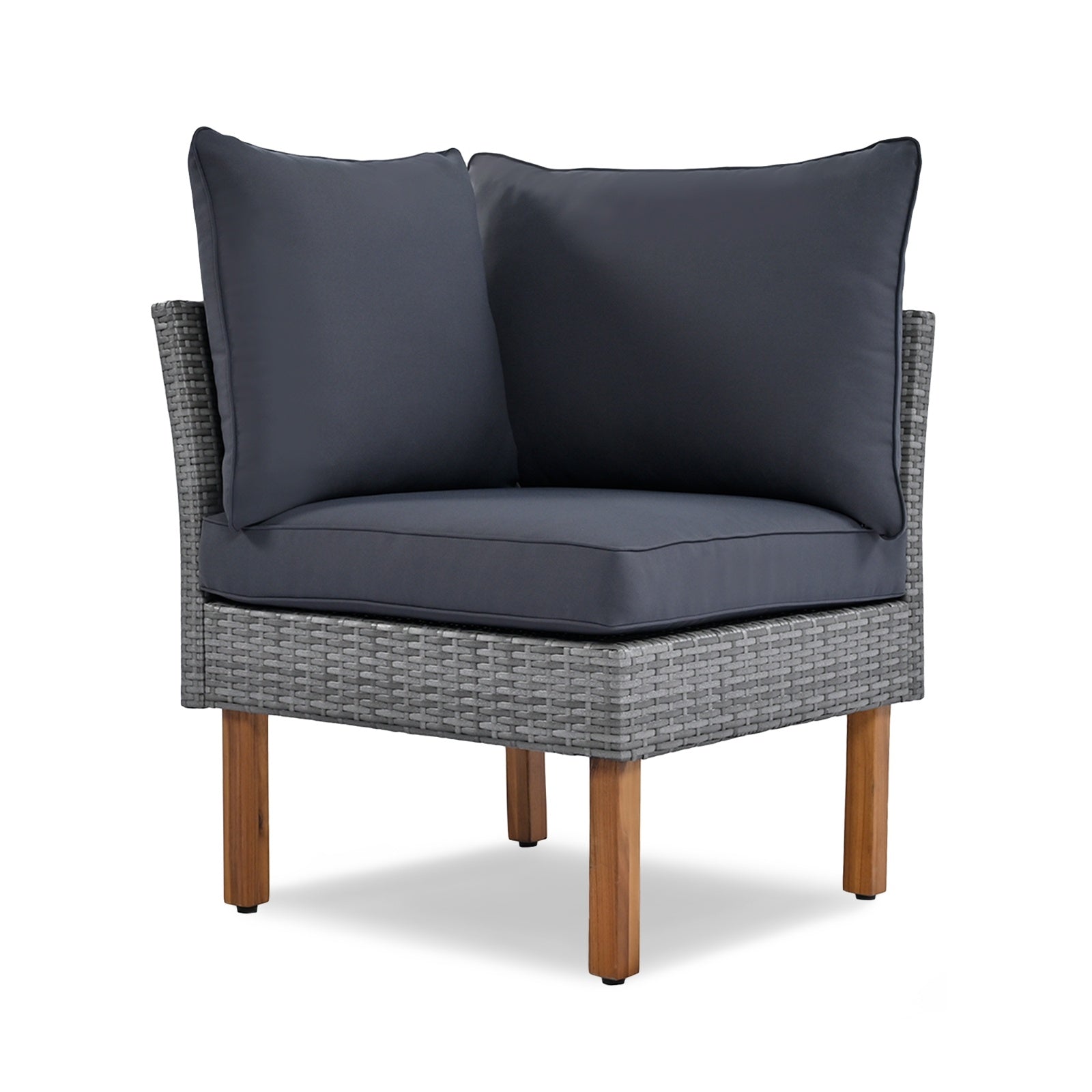 9-Piece Patio Rattan Set With Acacia Wood Legs & Tabletop, Outdoor Conversation