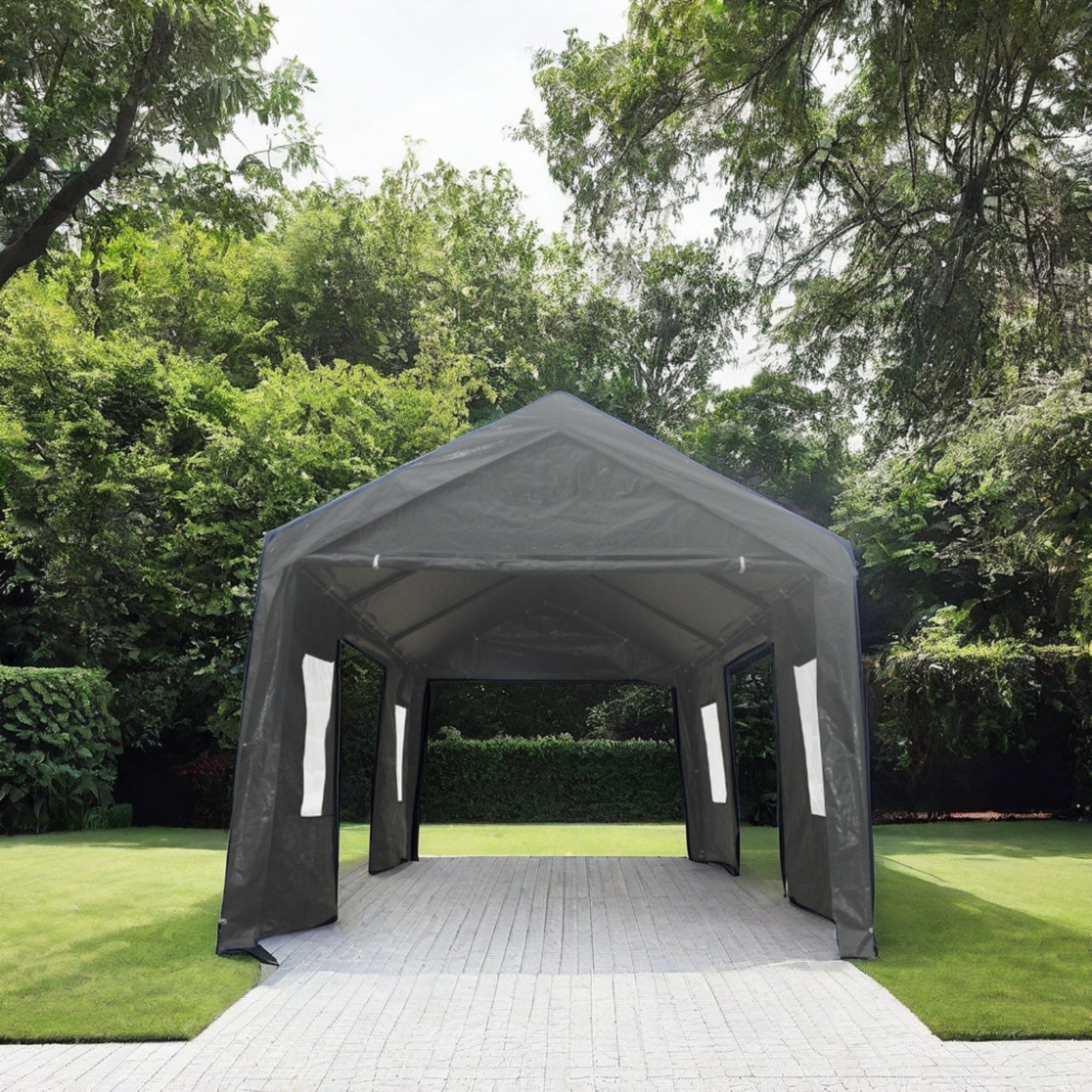 10x20ft Gazebo Party Tent Heavy Duty Canopy Carport Outdoor Portable Garage Grey - Outdoor Chilling