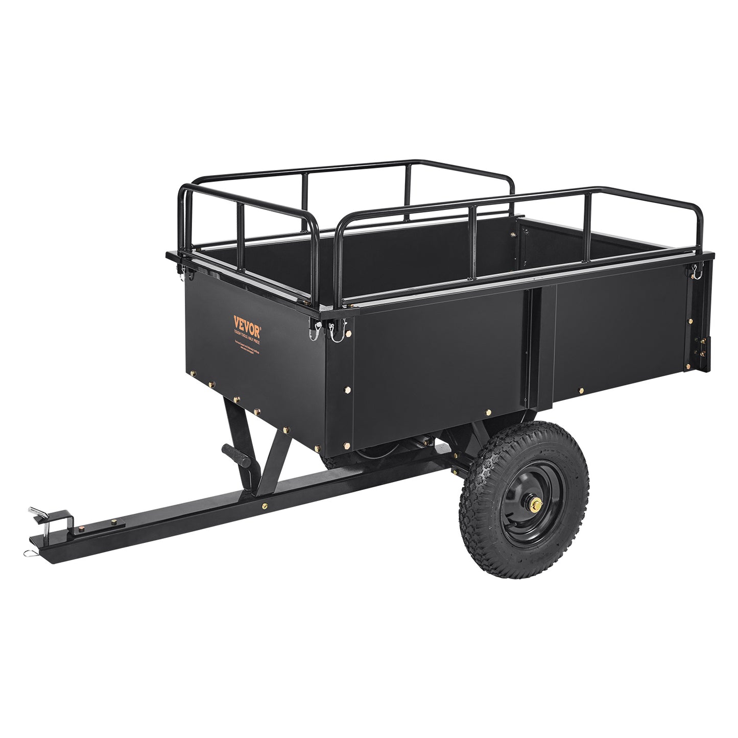 VEVOR Heavy Duty ATV Trailer Steel Dump Cart, 750-Pound 15 Cubic Feet, Garden Utility Trailer With Removable Sides For Riding Lawn Mower Tractor - Outdoor Chilling