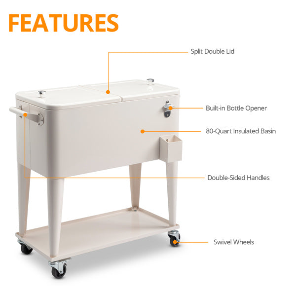 80QT Milk White Refrigerated And Insulated Trolley