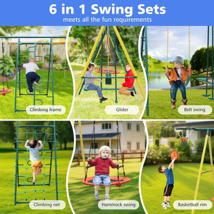 Indoor Outdoor Metal Swing Set With Safety Belt