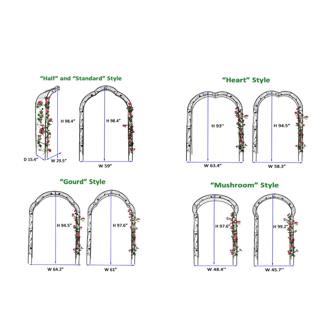 Metal Garden Arch Assemble Freely With 8 Styles Arbor Trellis Climbing Plants Outdoor