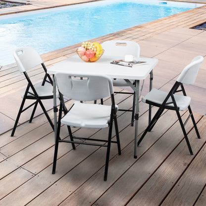 6pcs White Blow Molded Curved Back Seat Plastic Folding Chair For Courtyard