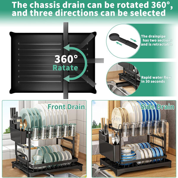 2nd Floor Large Kitchen Counter With Utensil Drying Rack, Equipped With Drainage Board