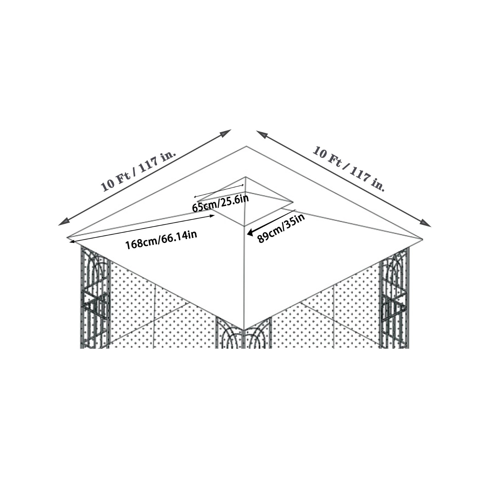 10x10 Ft Patio Double Roof Gazebo Replacement Canopy Top Fabric, Brown