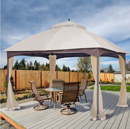 Soft-topped Metal Gazebo With Mosquito Nets And Sun Blinds