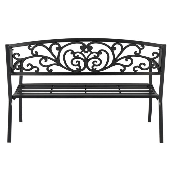 50 Inch PVC Butterfly Backrest Black Iron Bench