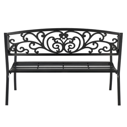 50 Inch PVC Butterfly Backrest Black Iron Bench