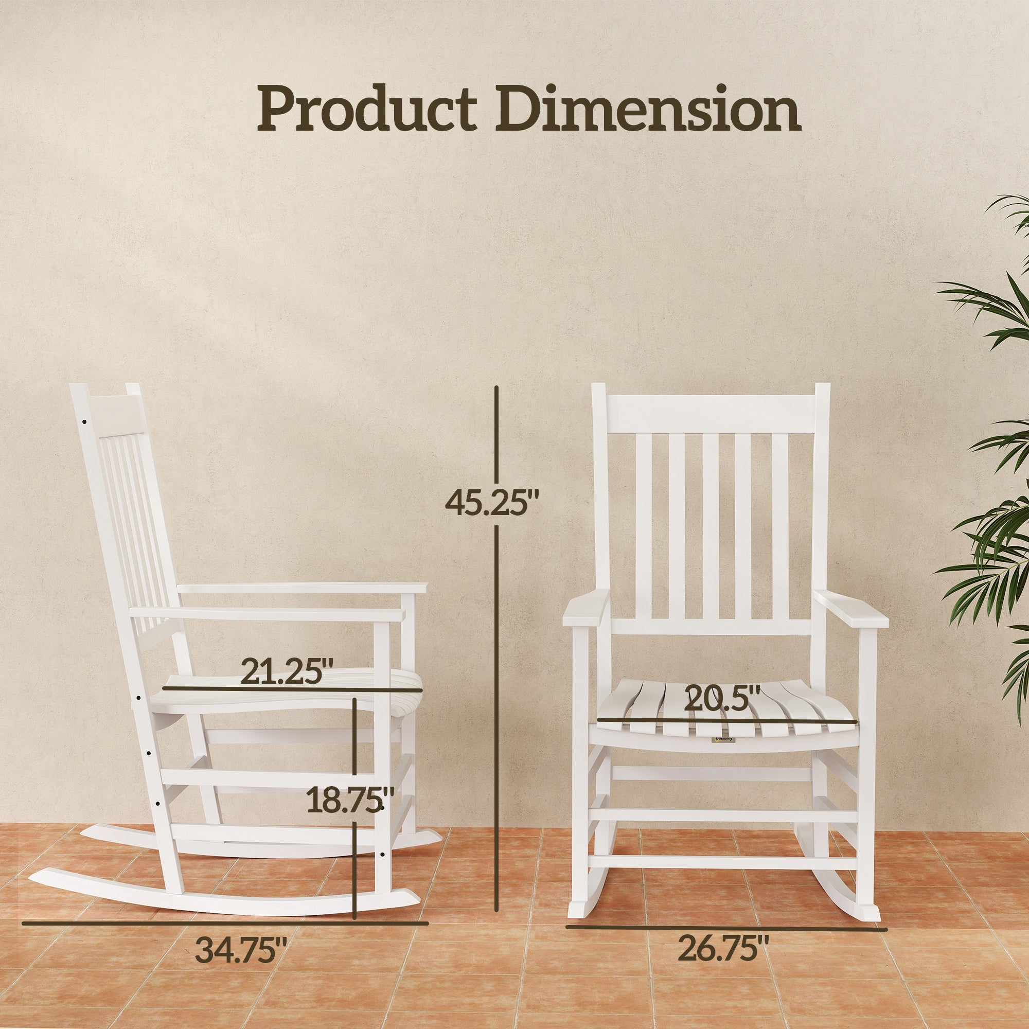 Outdoor Rocking Chair with Armrests