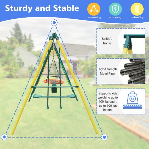 Indoor Outdoor Metal Swing Set With Safety Belt