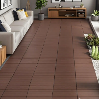 2FT Patio Deck Tiles, DIY Module Interlocking Decking Tiles Floor Tile, Easy And Quick Installation Court Tiles For Porch Poolside Outdoor And Indoor Balcony Backyard 24pcs Red Brown