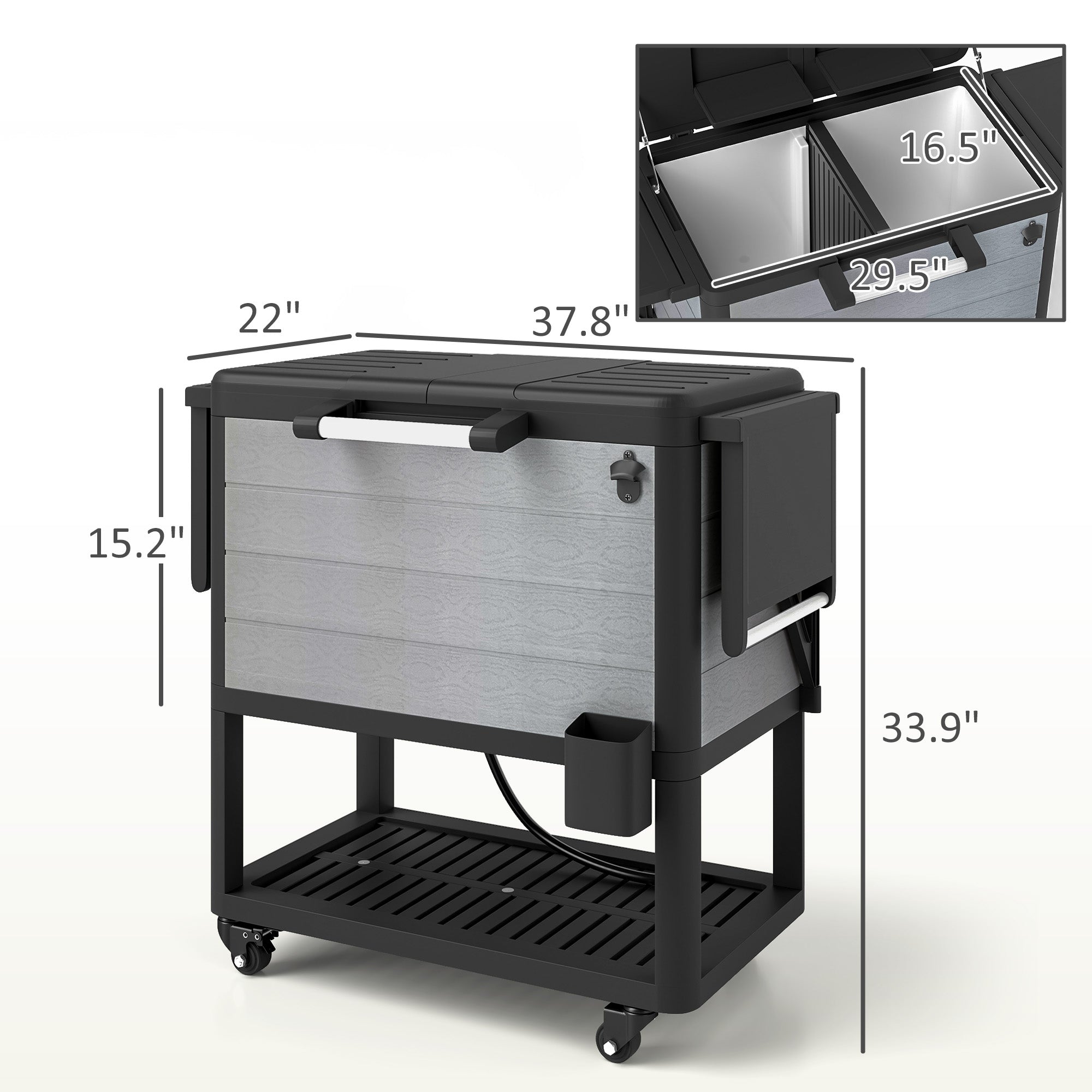 104 Quart Large Capacity Outdoor Cooler Cart