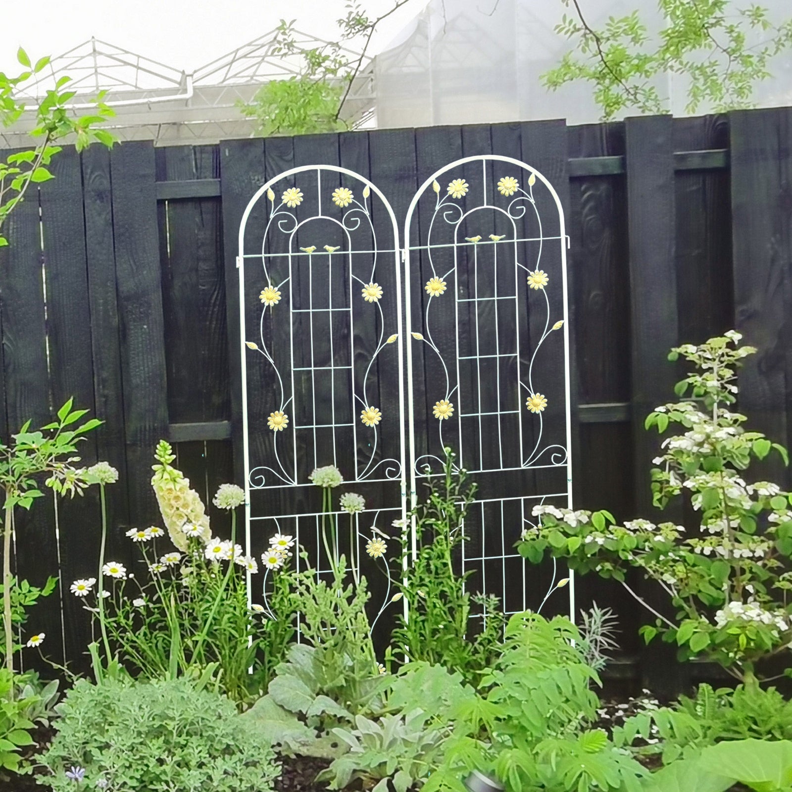 2 Pack Metal Garden Trellis 86.7 X 19.7 Rustproof For Climbing Plants Outdoor
