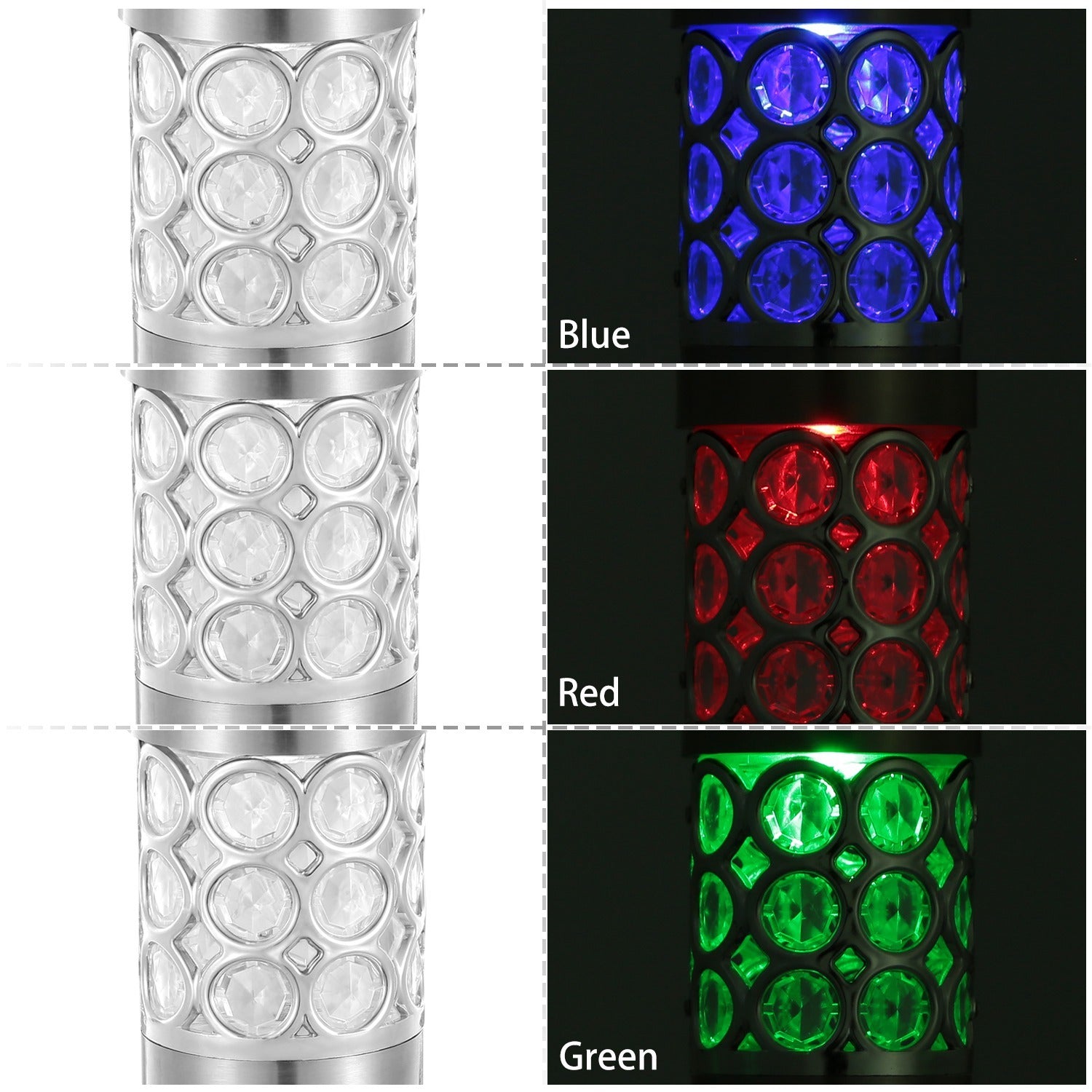 6Pcs Solar Pathway Light IP44 Waterproof 3 RGB Color Changing For Yard Garden Pathway Walkway