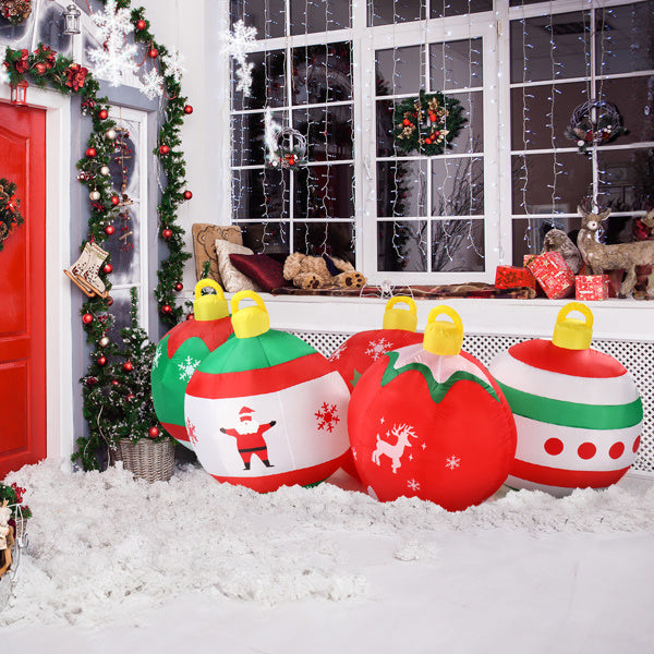 6.9ft, Five Christmas Balls, Five LED Lights, Bundle Pocket, Christmas Inflatable Decoration
