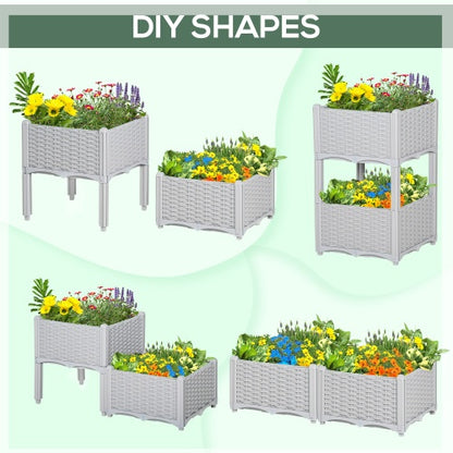 Outsunny 2 Piece Raised Garden Bed With Legs, Self-Watering Planter Box Raised Bed To Grow Flowers, Herbs  Vegetables, Gray - Outdoor Chilling