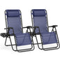 Set Of 2 Zero Cravity Lounge Chairs,Outdoor Patio Folding Recliners For Pool Beach With Pillow And Cup Holder