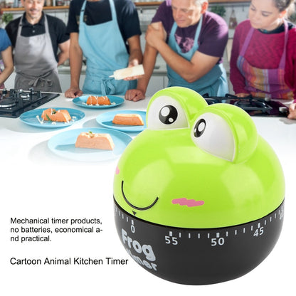 Cartoon Animal Shape Kitchen Timer Mechanical Counters Clock for Cooking Timing Tool(Green)