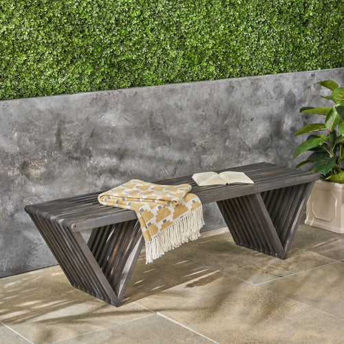 Dark Gray Wooden Bench